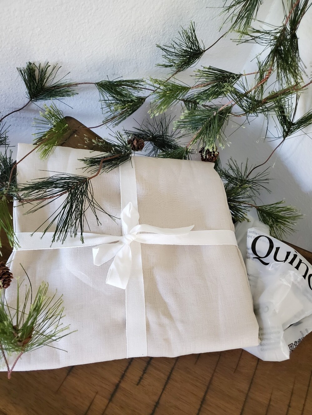 Quince European Linen Shower Curtain 72x72 Flax Beige NWT